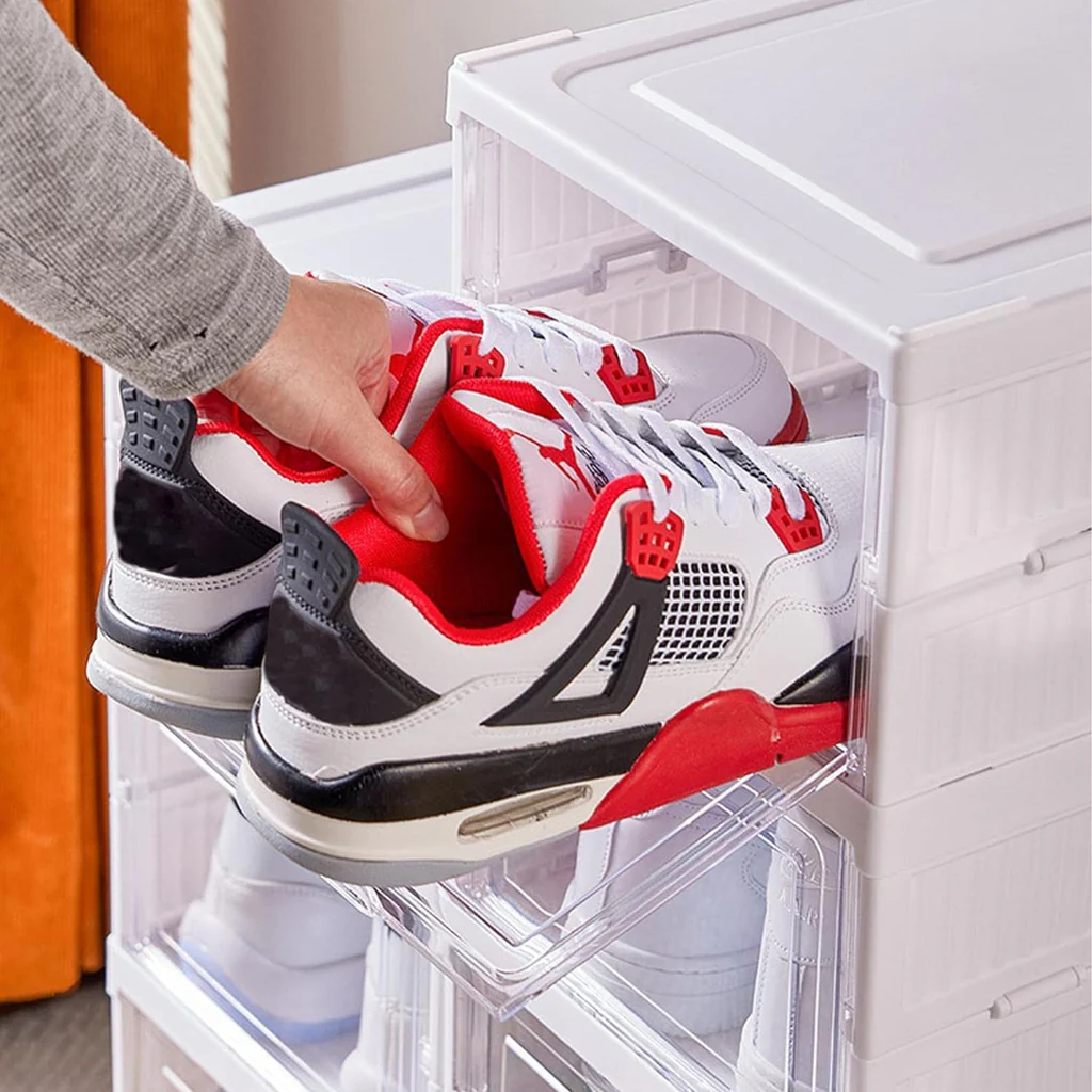 Stackable Multifunctional Storage, for Clothes Foldable Drawer Shelf Basket Utility Cart Rack Storage Organizer Cart for Kitchen, Pantry Closet, Bedroom, Bathroom, Laundry (4 Layer / 1 Pc)