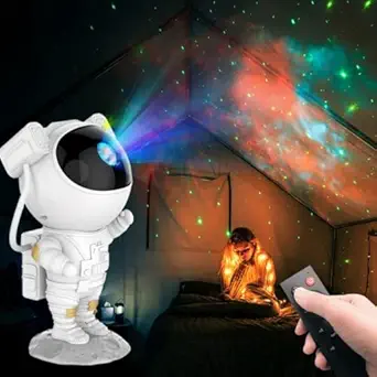 Astronaut Galaxy Projector with Remote Control – 360° Adjustable Timer Kids Astronaut Nebula Night Light, for Gifts,Baby Adults Bedroom, Gaming Room, Home and Party (Corded Electric)
