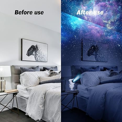 Astronaut Galaxy Projector with Remote Control – 360° Adjustable Timer Kids Astronaut Nebula Night Light, for Gifts,Baby Adults Bedroom, Gaming Room, Home and Party (Corded Electric)
