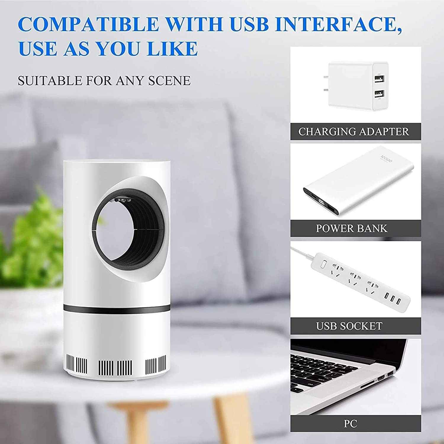 Eco-Friendly Electronic LED Mosquito Killer Machine Trap Lamp Theory Screen with USB-Powered Electronic Machine Ideal for Bedroom, Study Room and Living Room