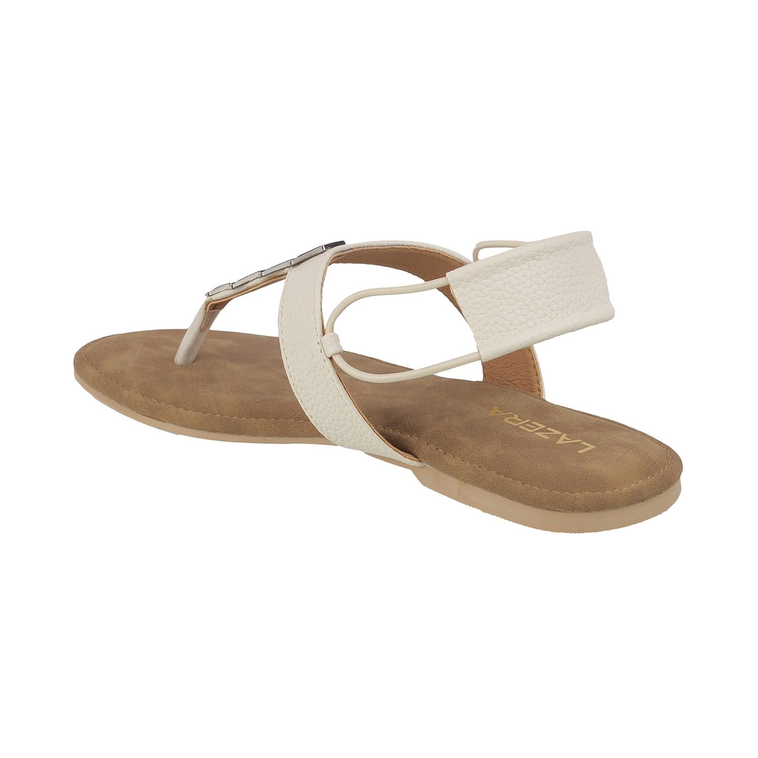 Women’s Toe-Ring Flats | Back Strap T-Strap with Silver Hexagon Detail | Casual/Ethnic