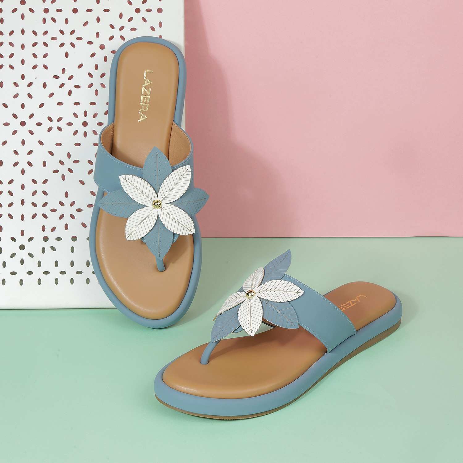 Women’s Floral Thong Flats | Slip-On Mules with Large Flower | Summer Casual