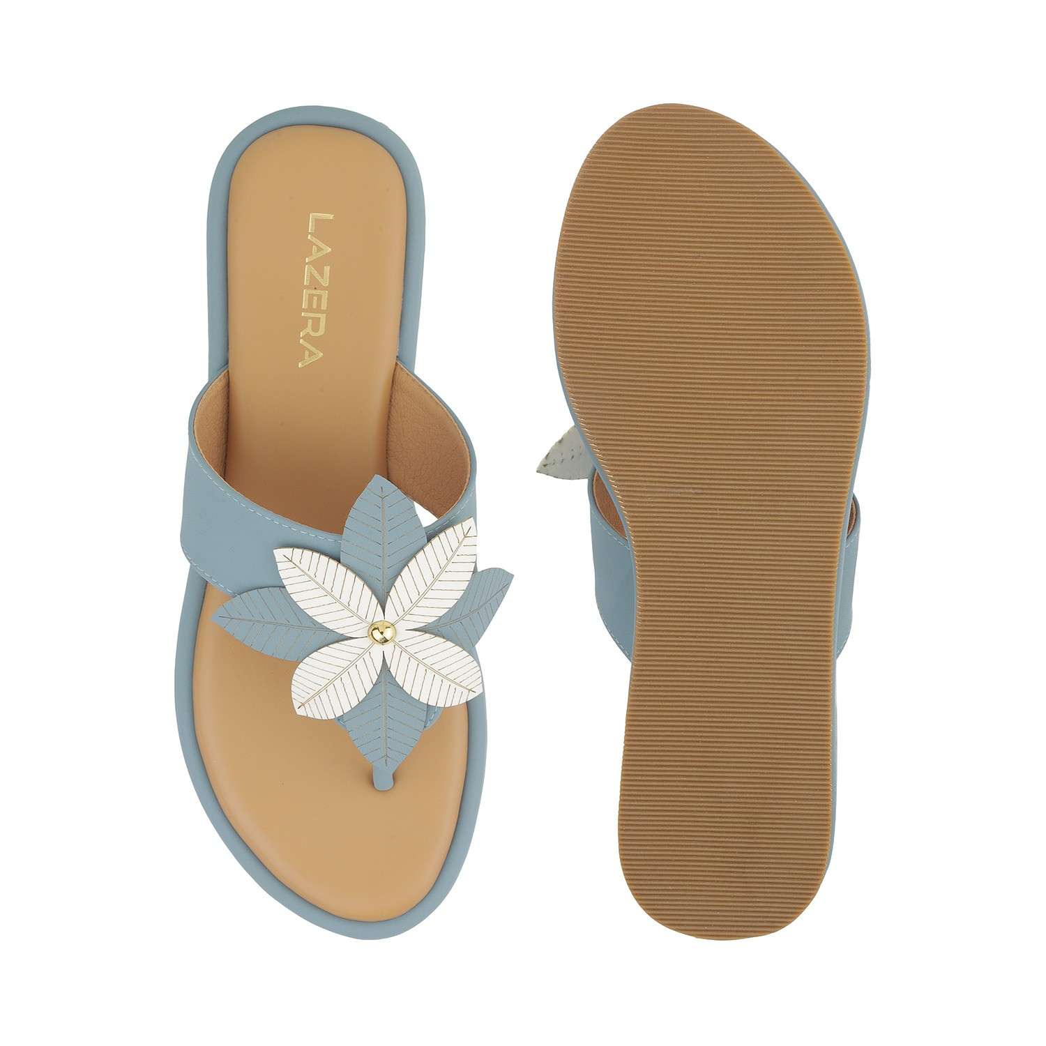 Women’s Floral Thong Flats | Slip-On Mules with Large Flower | Summer Casual