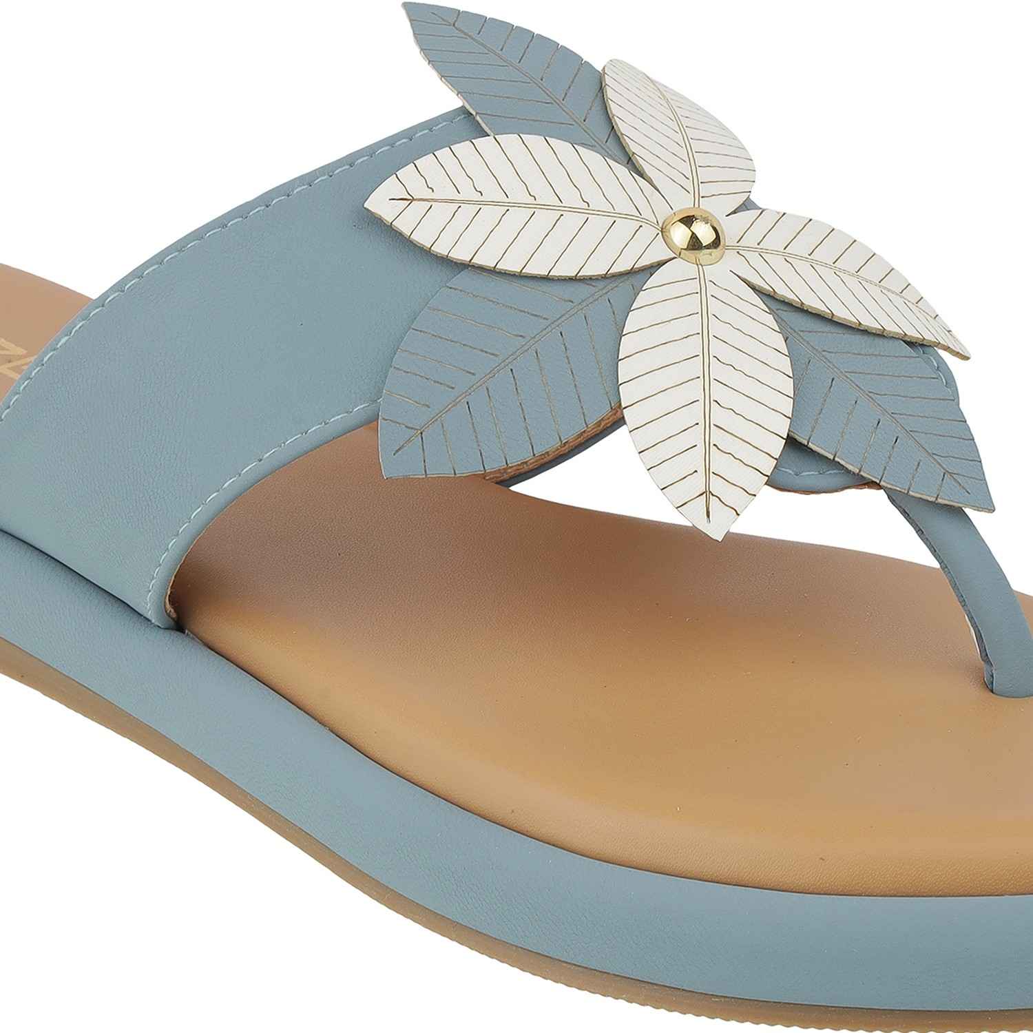 Women’s Floral Thong Flats | Slip-On Mules with Large Flower | Summer Casual