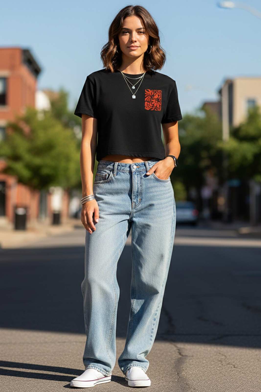 BIRD GRAPHIC PRINTED CROP TOP