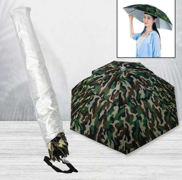 WinnXi Camouflage Umbrella Hat with Elas...