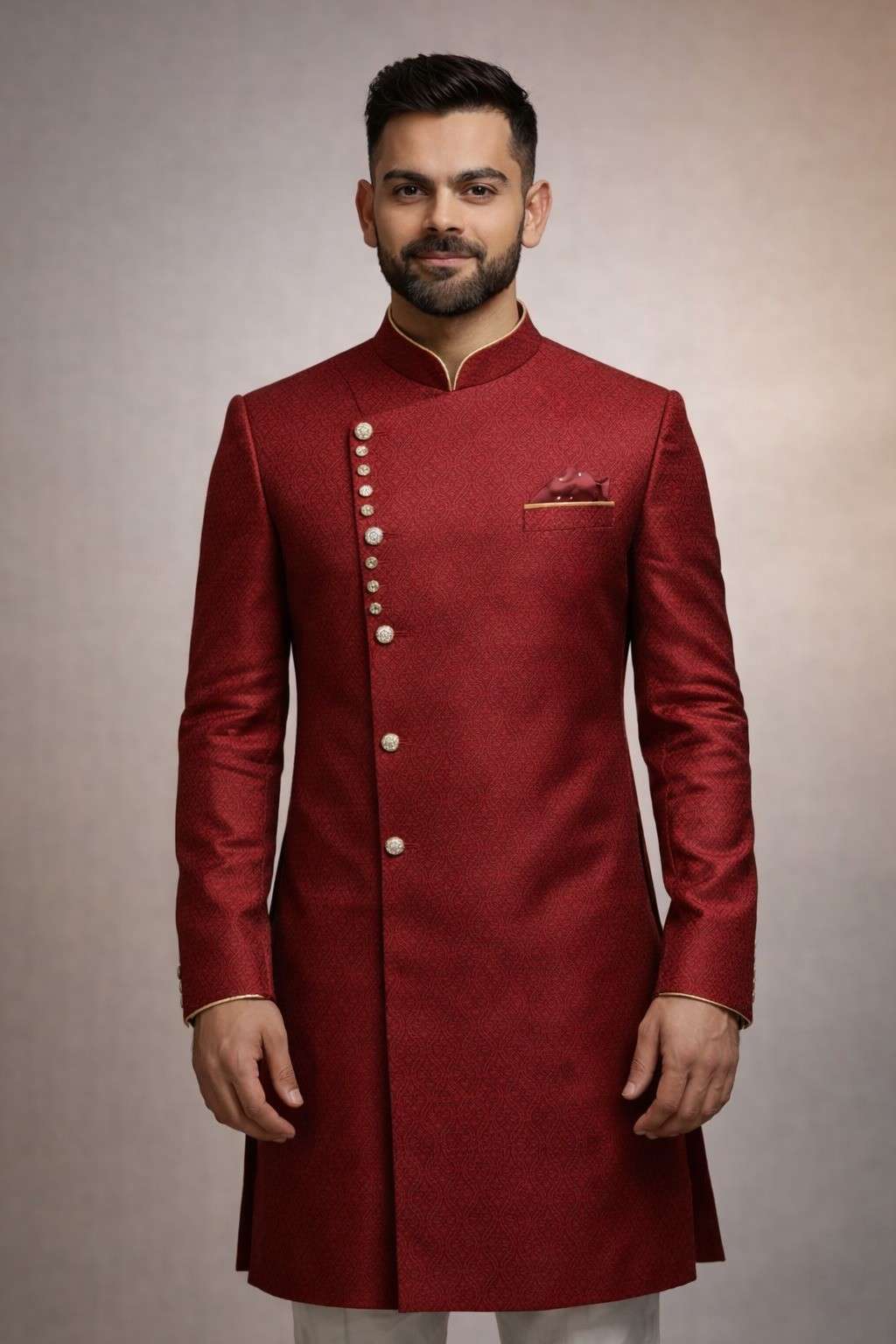 Men’s Indo-Western Sherwani in Rich Jacq...
