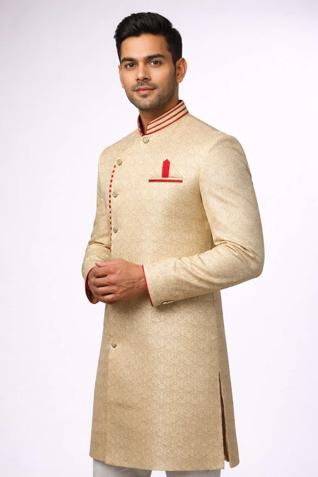 Men’s Indo-Western Sherwani in Premium Woven Fabric – Designer Ethnic Wear