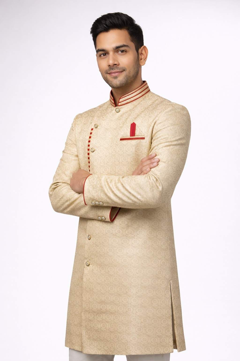 Men’s Indo-Western Sherwani in Premium Woven Fabric – Designer Ethnic Wear