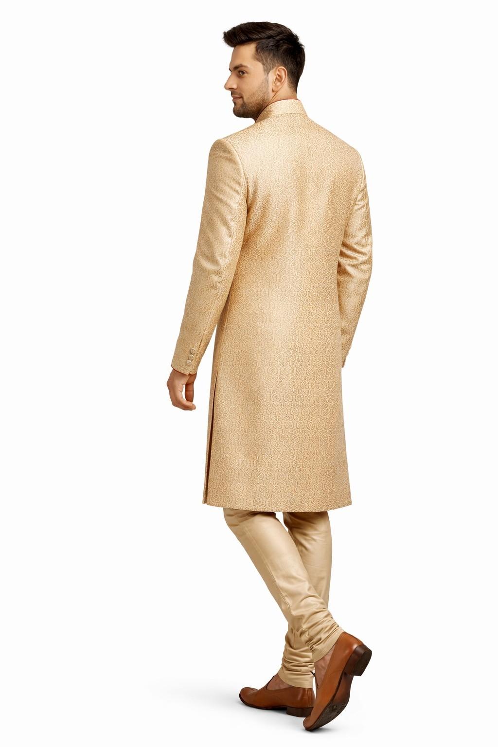 Men’s Designer Indo-Western Sherwani in Premium Jacquard Fabric – Festive Ethnic Wear