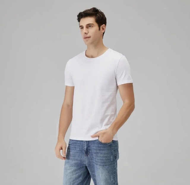 Men’s Plain White Cotton T-Shirt – Solid...